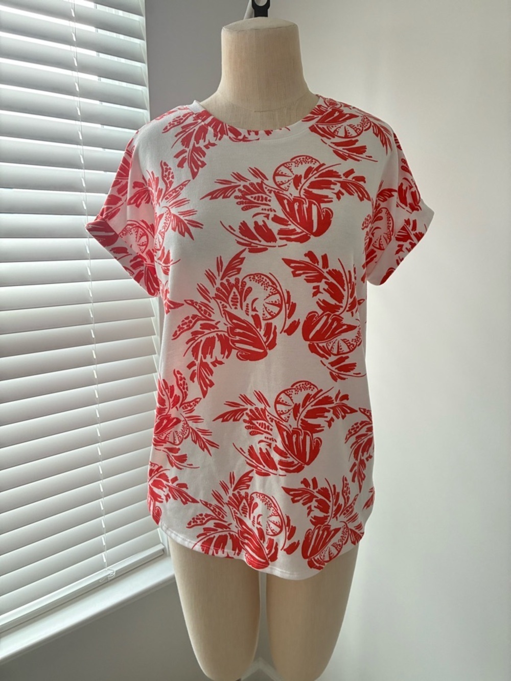 Crown & Ivy Women's Short Sleeve Printed Baby Terry T-Shirt
